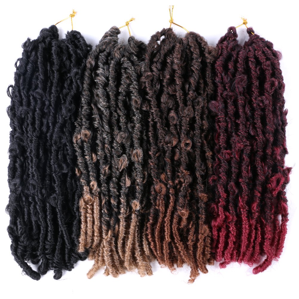 Wholesale 14 inch Crochet Soft Faux Locs Handmade 4 Colors Synthetic Butterfly Crochet Locs Hair