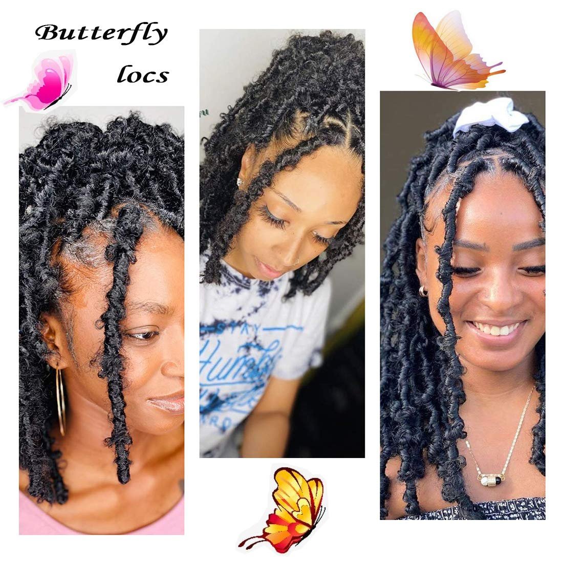 Wholesale 14 inch Crochet Soft Faux Locs Handmade 4 Colors Synthetic Butterfly Crochet Locs Hair