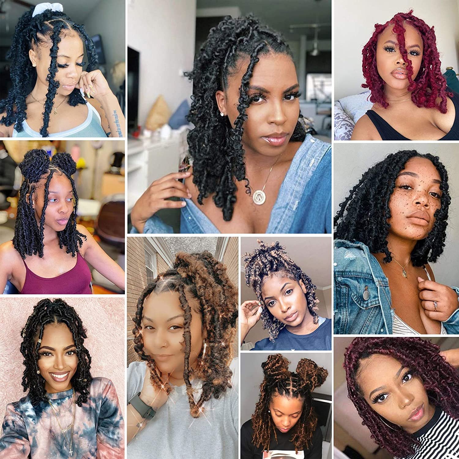 Wholesale 14 inch Crochet Soft Faux Locs Handmade 4 Colors Synthetic Butterfly Crochet Locs Hair