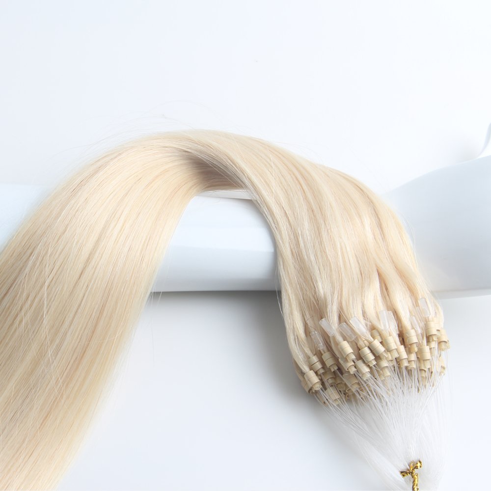 Wholesale Grade Double Beads Micro Ring Tips Pure No Mixed White Blonde European Virgin Remy Human Hair Extensions Double Drawn