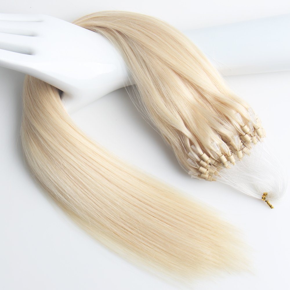 Wholesale Grade Double Beads Micro Ring Tips Pure No Mixed White Blonde European Virgin Remy Human Hair Extensions Double Drawn