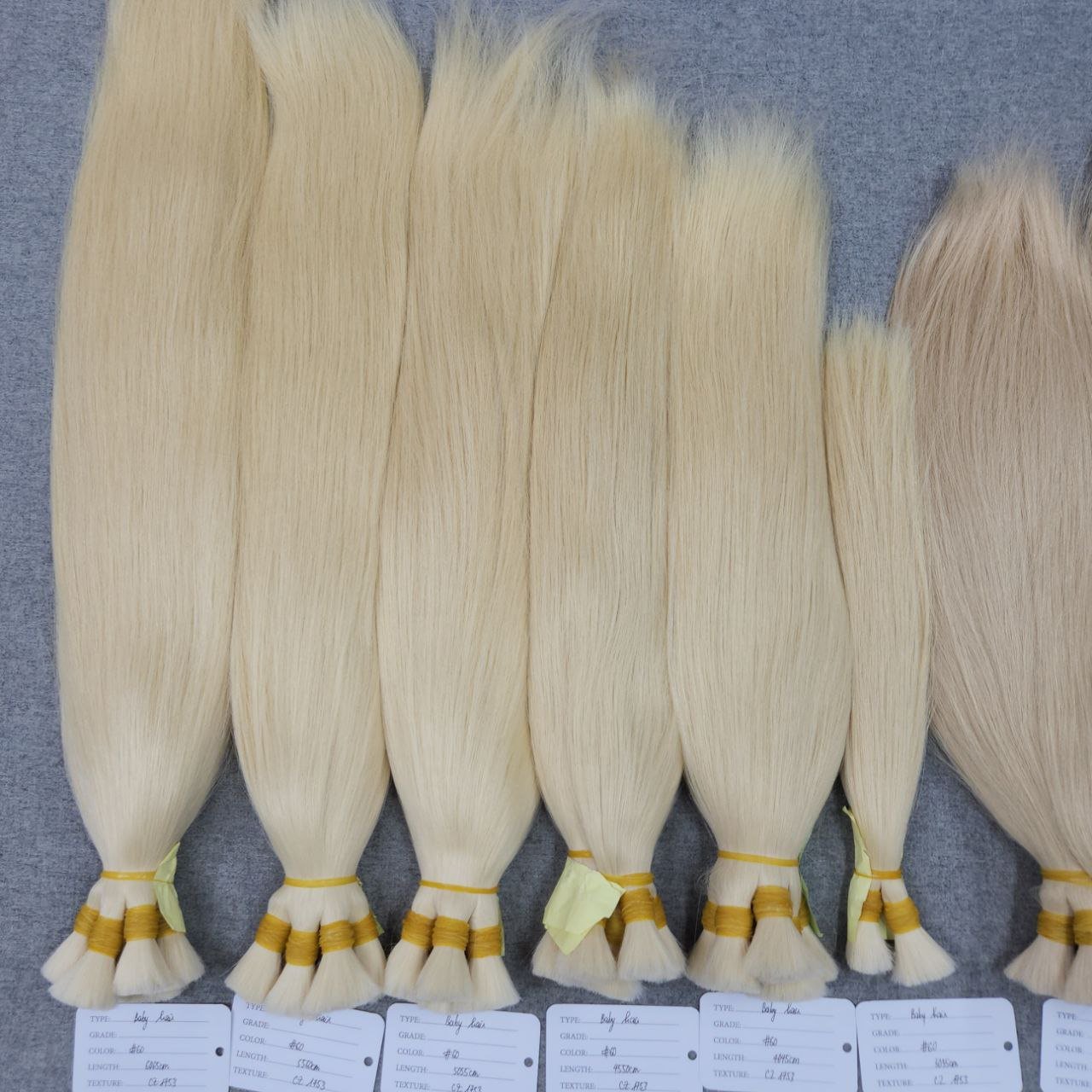 Blonde Color Bulk Natural Straight Baby Vietnamese Super Double Drawn Thick End 100% Remy Virgin Vietnam Human Hair Extensions