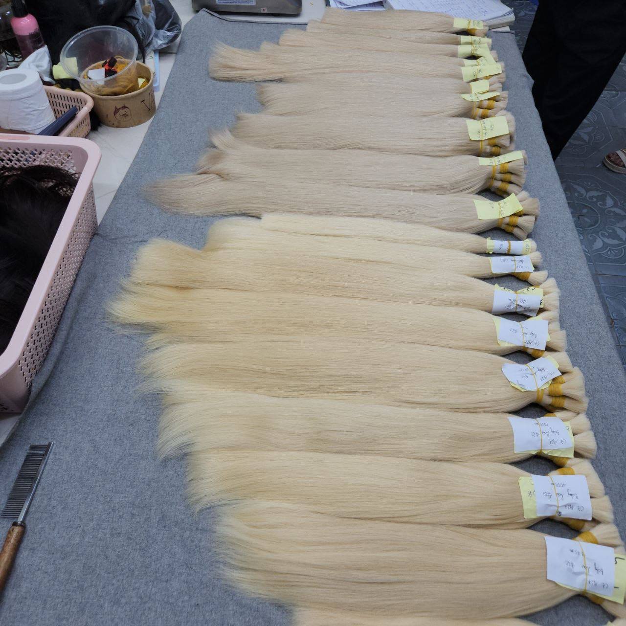 Blonde Color Bulk Natural Straight Baby Vietnamese Super Double Drawn Thick End 100% Remy Virgin Vietnam Human Hair Extensions