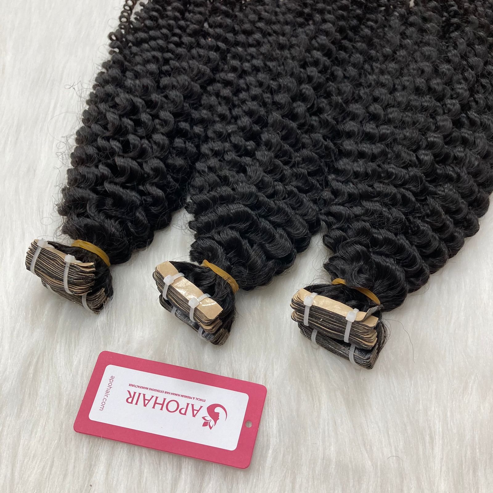 Raw Virgin Double Draw Black Color Normal Tape Human Hair Extensions Deep Curly Normal Tape In Extensions Human Hair