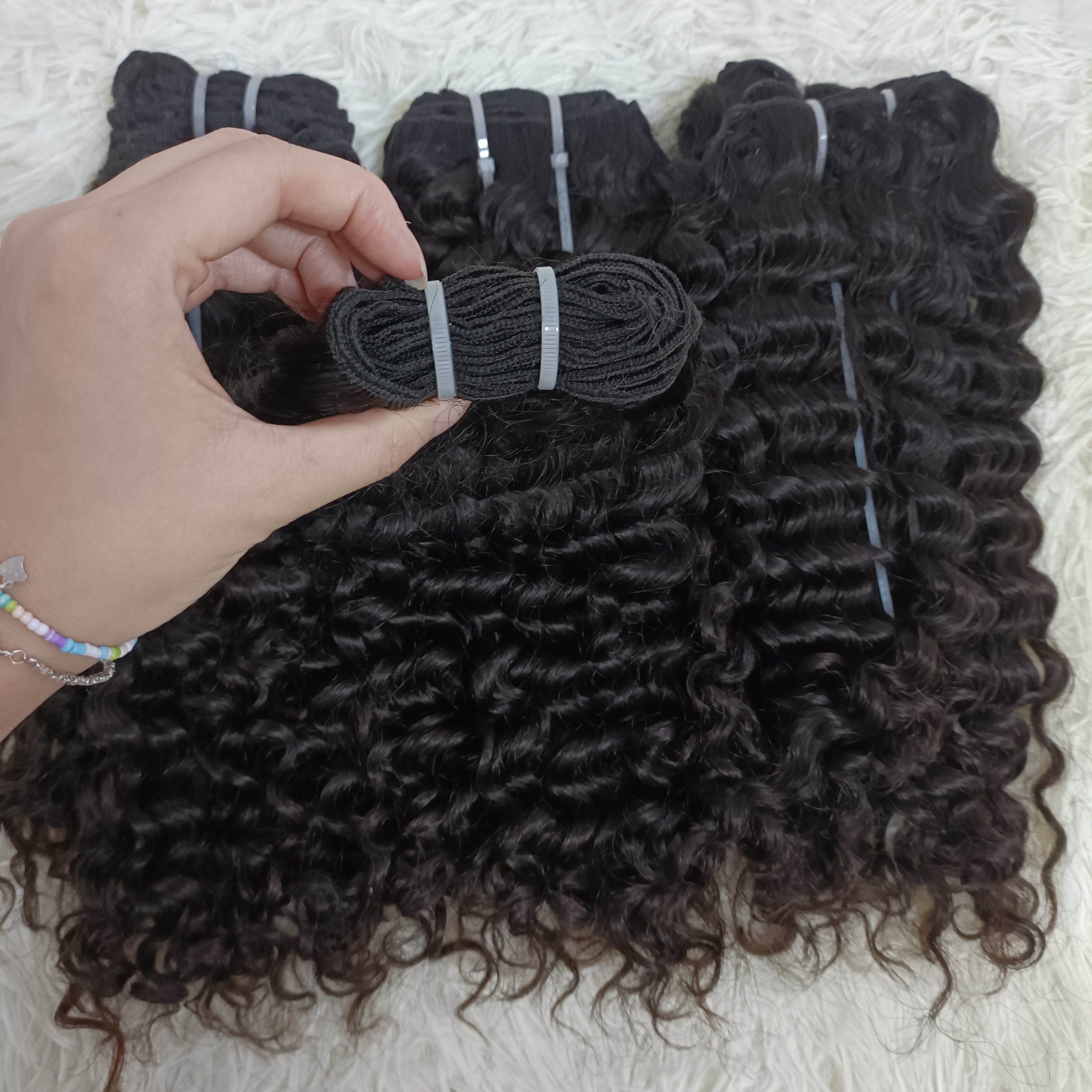 Letsfly Cheap Stocks Brown Hair Wet and Wavy Hair Weave 16inch 18inch Raw Virgin Curly Human Hair Extensions Fast Shipping