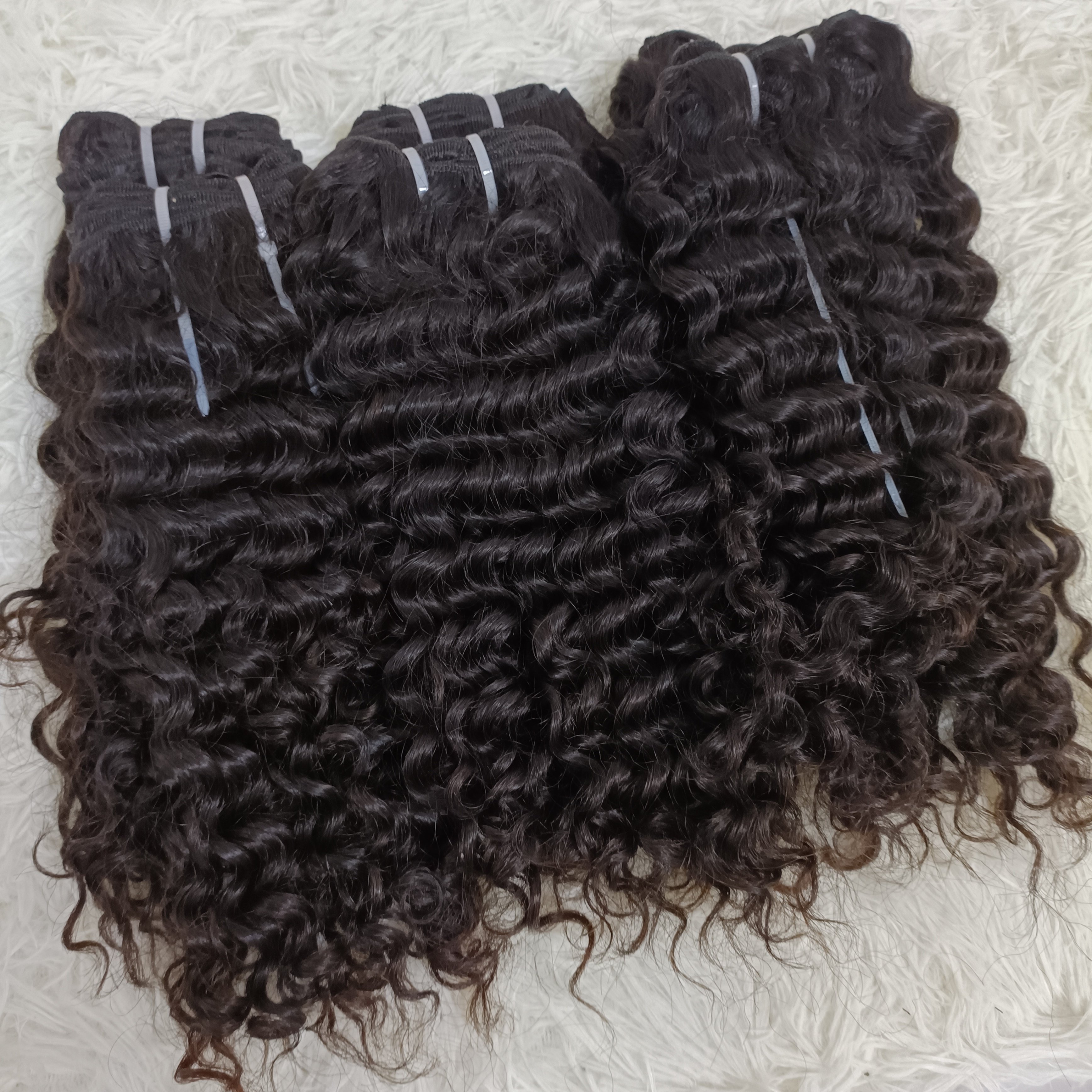Letsfly Cheap Stocks Brown Hair Wet and Wavy Hair Weave 16inch 18inch Raw Virgin Curly Human Hair Extensions Fast Shipping