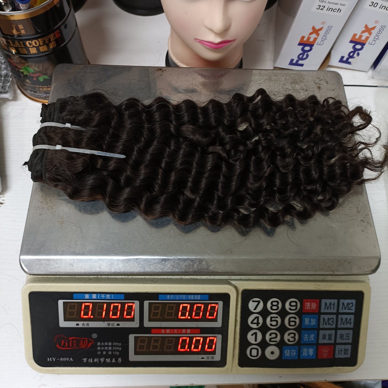 Letsfly Cheap Stocks Brown Hair Wet and Wavy Hair Weave 16inch 18inch Raw Virgin Curly Human Hair Extensions Fast Shipping