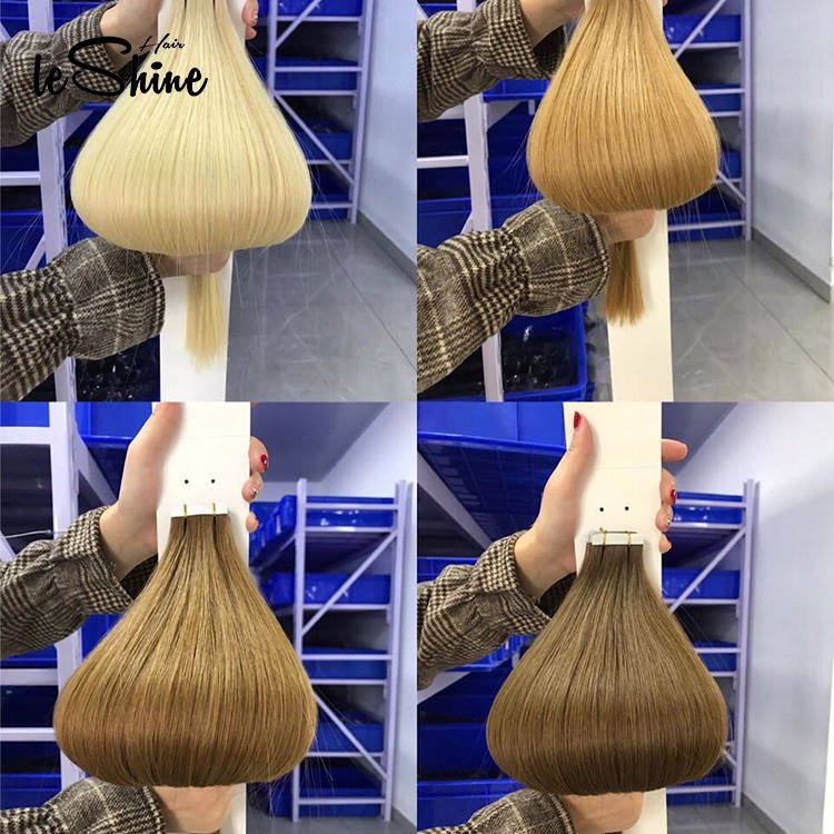 LeShine Wholesale tape Ins Hair FREE Russian Hair Skin Weft Extension Virgin 100% Remy Human European Acceptable Double Weft
