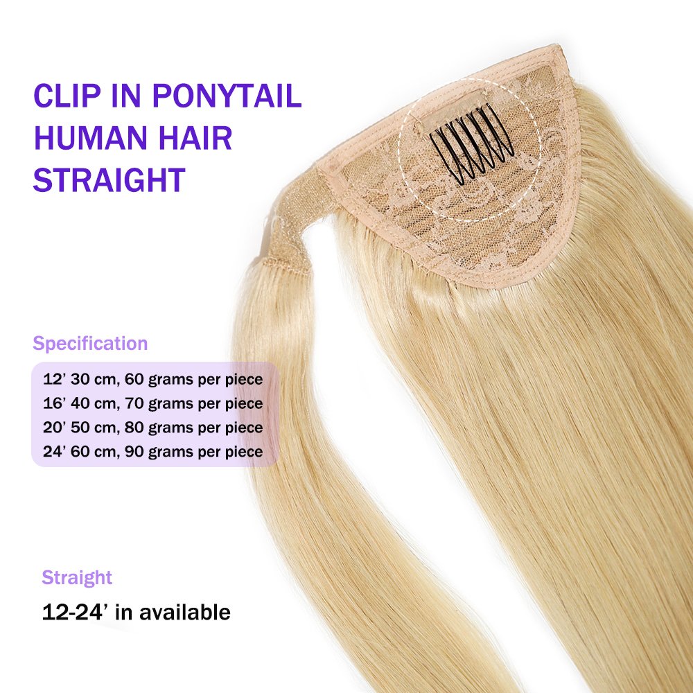 Hot Selling Blonde pony tail 10-16-20-28 inch ponytail hair extensions human hair cuticle aligned hair extensions vendor