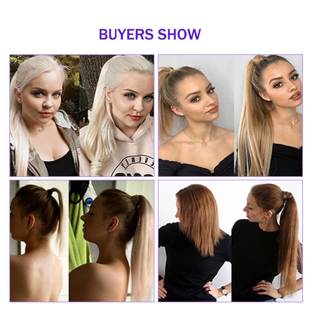 Hot Selling Blonde pony tail 10-16-20-28 inch ponytail hair extensions human hair cuticle aligned hair extensions vendor