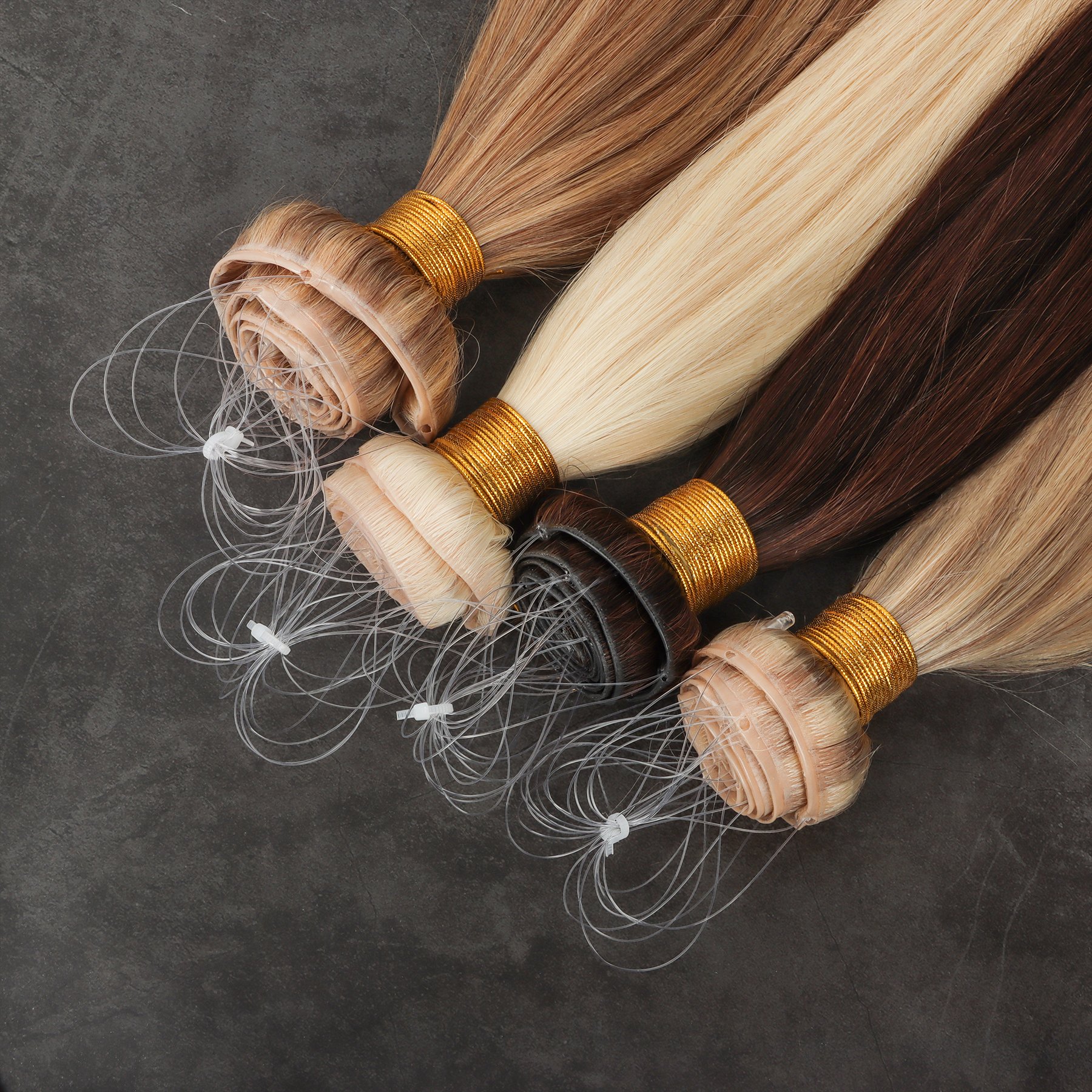 Invisible Beaded And Looped Wefts Double Weft PU Skin Tape Micro Link Beaded Weft Hair Extensions