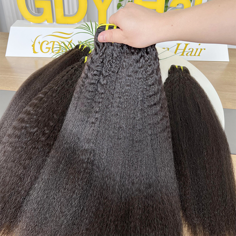 Wholesale Light Yaki Straight Indian Human Hair Extensions Brazilian Double Drawn Yaki Hair Extensions Bundles