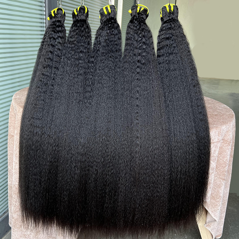 Wholesale Light Yaki Straight Indian Human Hair Extensions Brazilian Double Drawn Yaki Hair Extensions Bundles