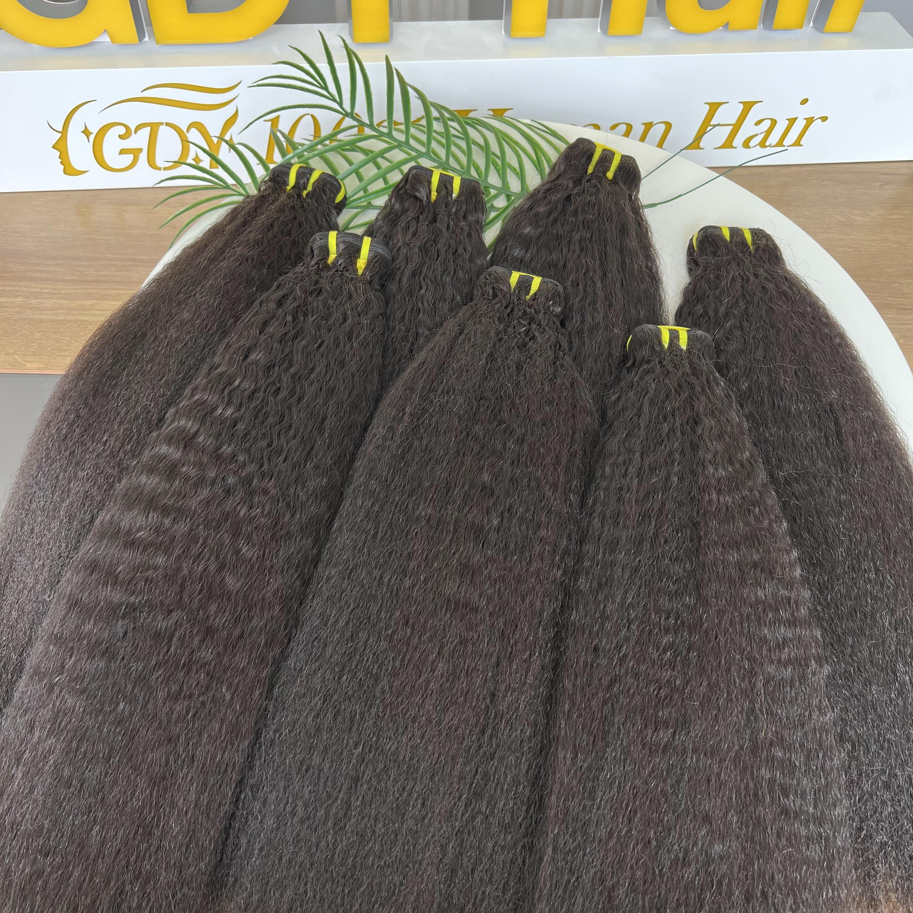 Wholesale Light Yaki Straight Indian Human Hair Extensions Brazilian Double Drawn Yaki Hair Extensions Bundles