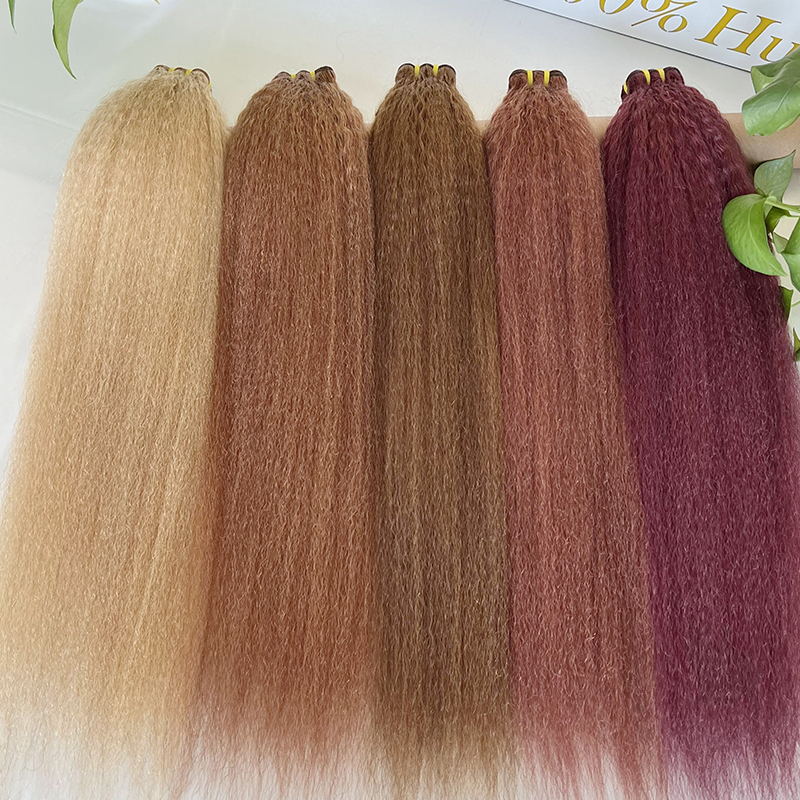 Wholesale Light Yaki Straight Indian Human Hair Extensions Brazilian Double Drawn Yaki Hair Extensions Bundles
