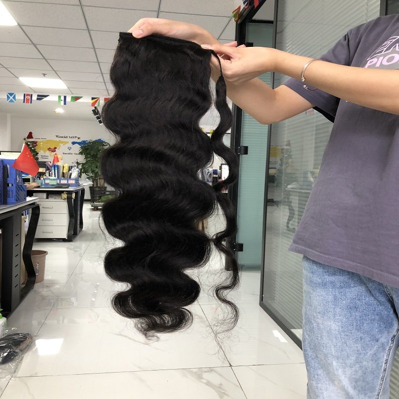 Unprocessed Natural Human Hair Ponytail Extension 100g Full Ponytail Wig Cambodian Hair