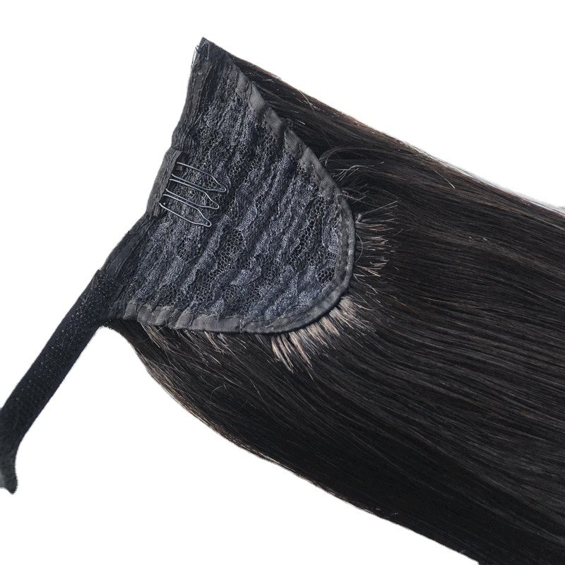 Unprocessed Natural Human Hair Ponytail Extension 100g Full Ponytail Wig Cambodian Hair