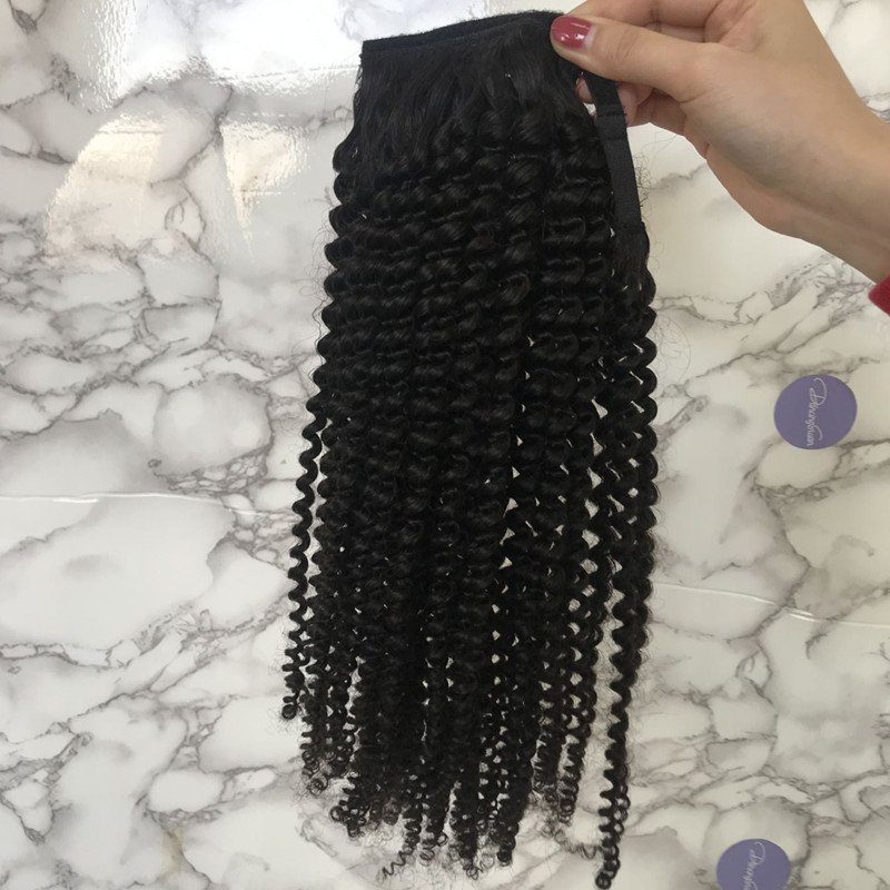 Unprocessed Natural Human Hair Ponytail Extension 100g Full Ponytail Wig Cambodian Hair