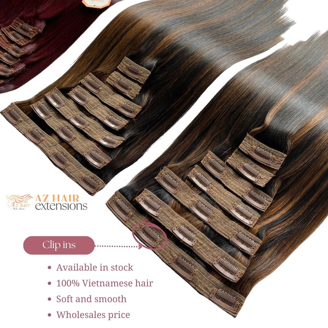 Best Selling Unprocessed Raw One Single Donor Virgin Clip ins Hair No Chemical Cut Directly from Vietnamese Donor