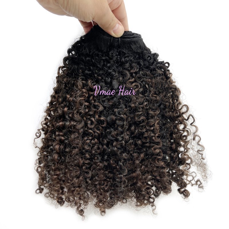 VMAE Mongolian Remy Raw Weft Afro Kinky Curly Balayage Color 3A 3B 3C 4A 4B 4C Curly Afro Curls Human Bundles High Quality Waves