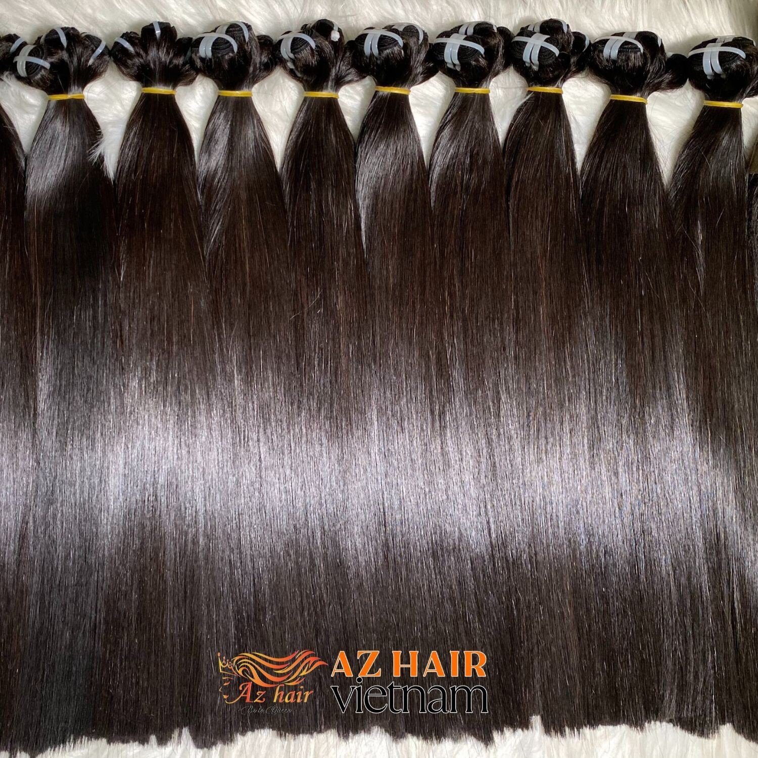 Top Trending Super Double Drawn Bone Straight Weft Hair Extensions Natural Black Unprocessed Raw Vietnamese Hair