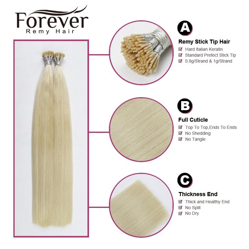 Full Cuticle Pre-bonded Remy Human Hair Extension Double Drawn Stick/I Tip Russian Hair Extensions