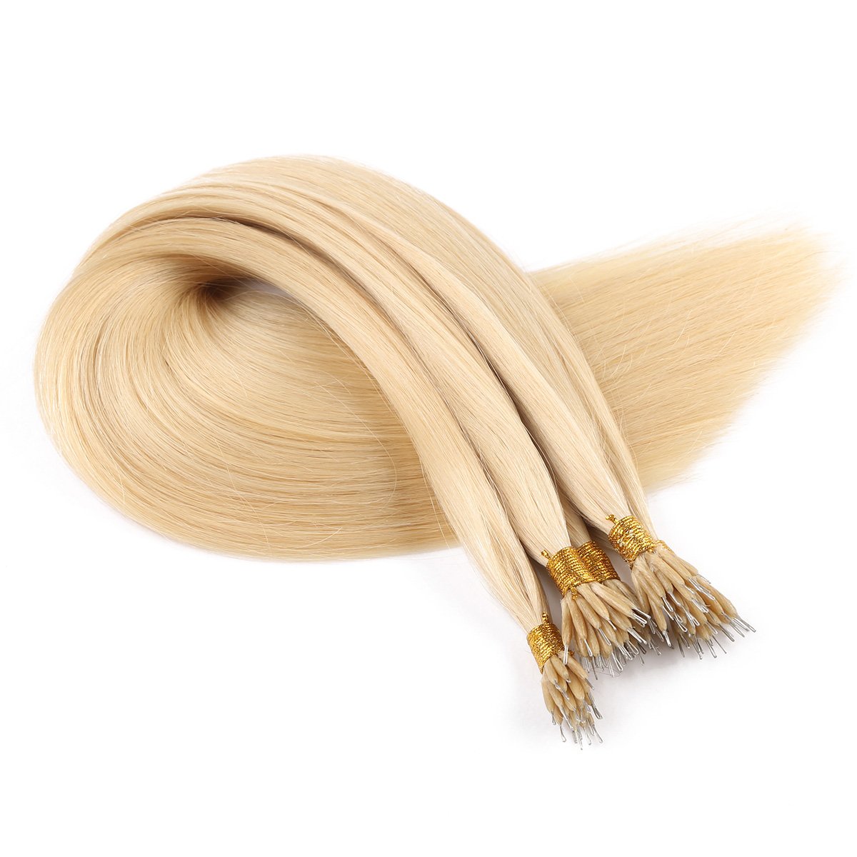 Easy Install Virgin Human Hair blonde straight Micro Nano Bead Ring Hair Invisible Mini Silicon Beads nano ring Hair Extensions