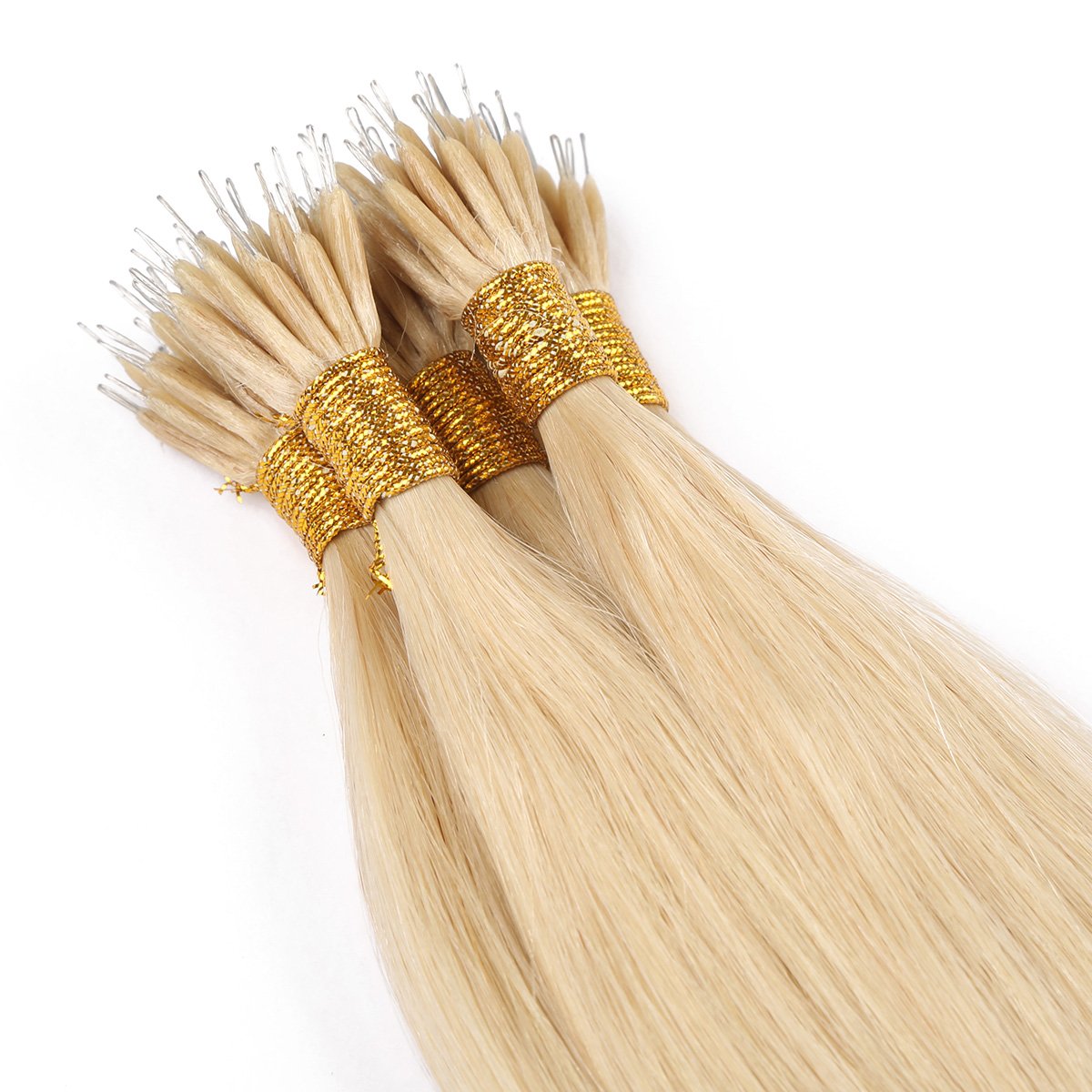 Easy Install Virgin Human Hair blonde straight Micro Nano Bead Ring Hair Invisible Mini Silicon Beads nano ring Hair Extensions