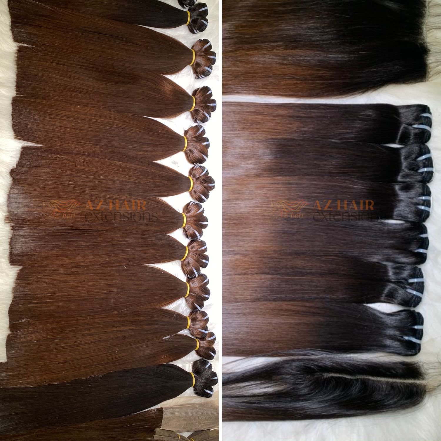 Wholesale Super Bone Straight Natural Black, Natural Brown Color Human Hair Extensions Cuticle Aligned Hair Bundles