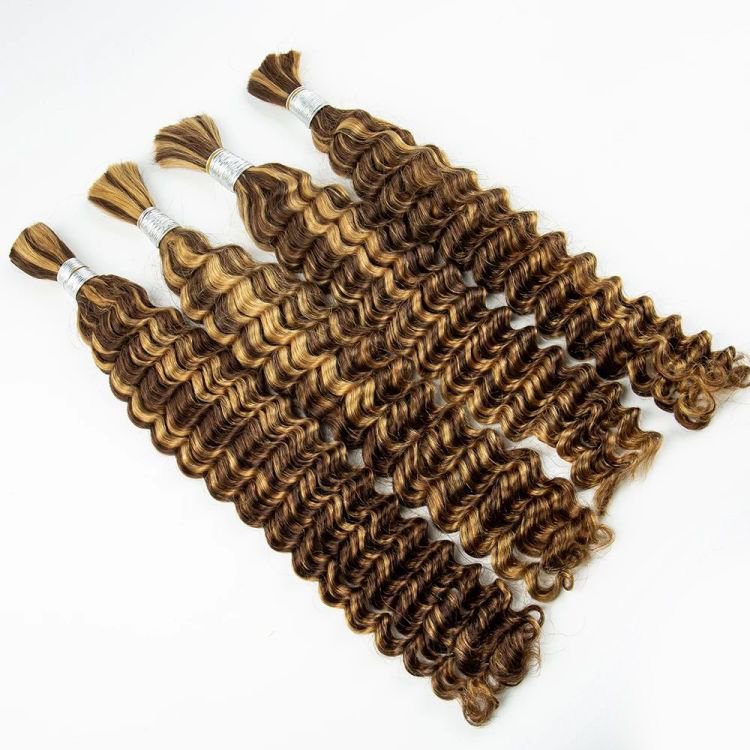Syrenlore 100% Human Braiding Hair Bulk Human Hair Natural Color for Boho Braids Deep Wave No Weft Curly Brazilian Hair