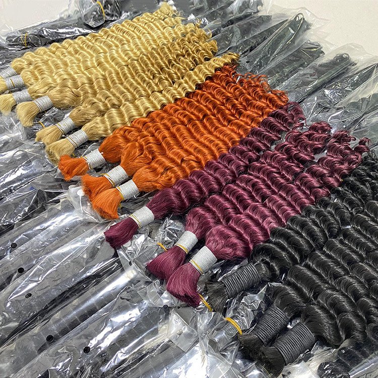 Syrenlore 100% Human Braiding Hair Bulk Human Hair Natural Color for Boho Braids Deep Wave No Weft Curly Brazilian Hair