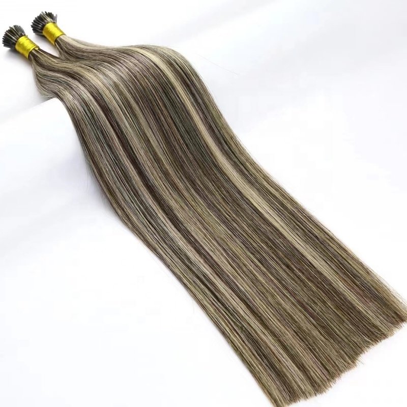 100% European Remy Stick Tip Hair Extension 16-24 Inches Italian Glue I Tip Human Hair Extensions for Women