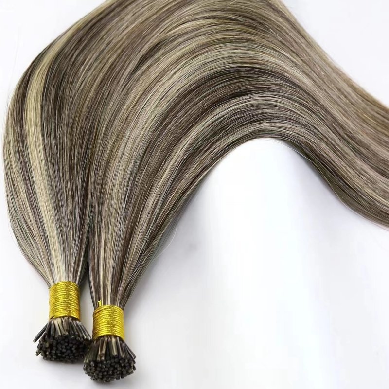 100% European Remy Stick Tip Hair Extension 16-24 Inches Italian Glue I Tip Human Hair Extensions for Women