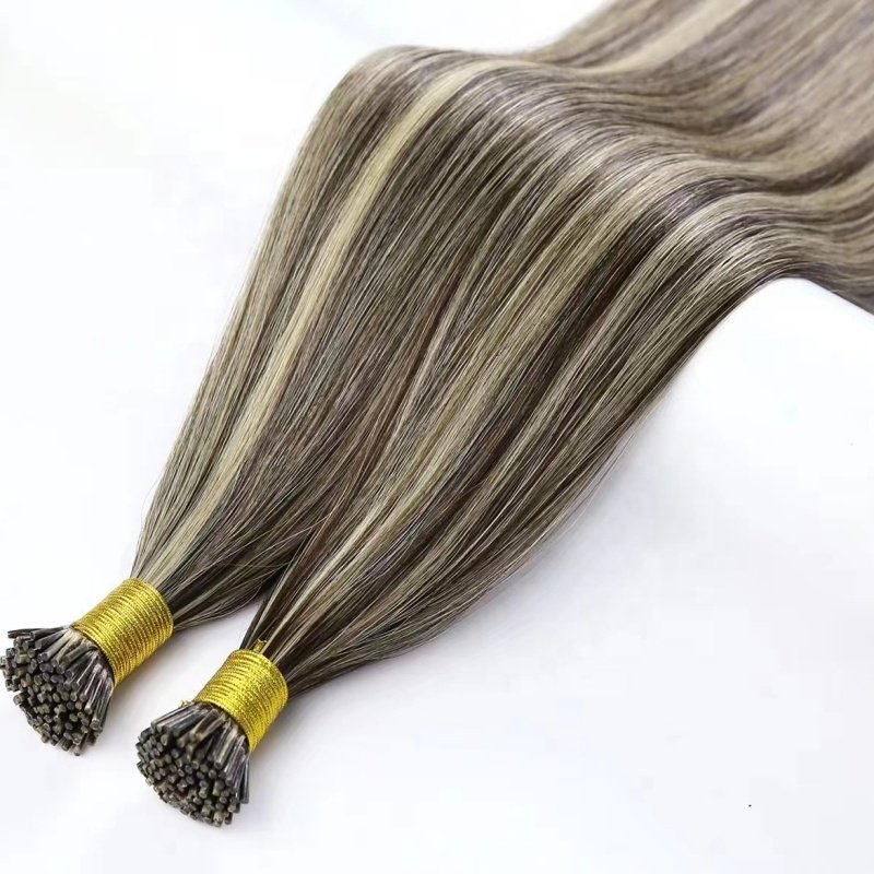 100% European Remy Stick Tip Hair Extension 16-24 Inches Italian Glue I Tip Human Hair Extensions for Women