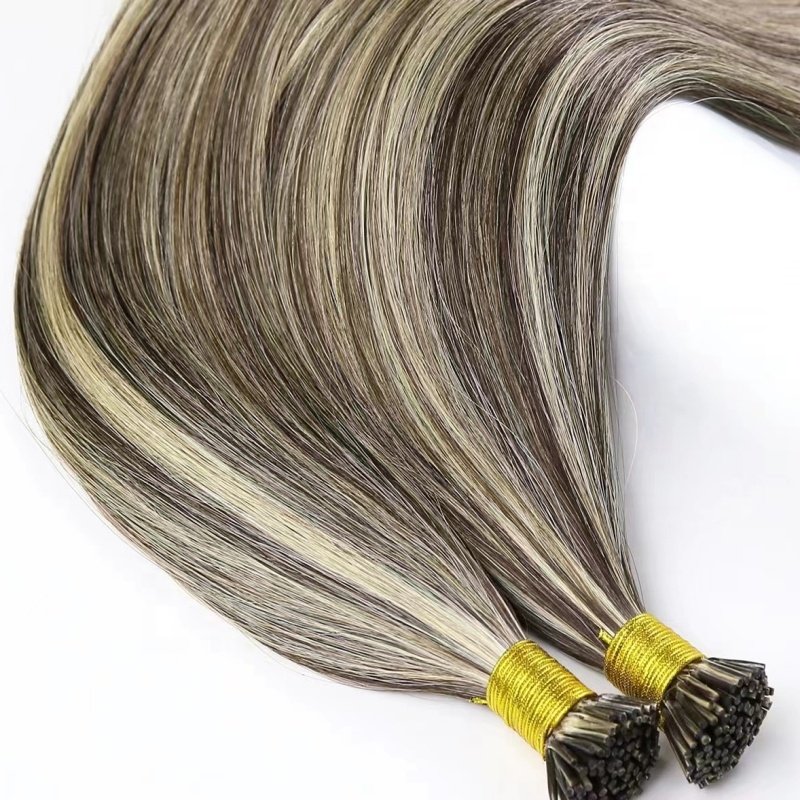 100% European Remy Stick Tip Hair Extension 16-24 Inches Italian Glue I Tip Human Hair Extensions for Women