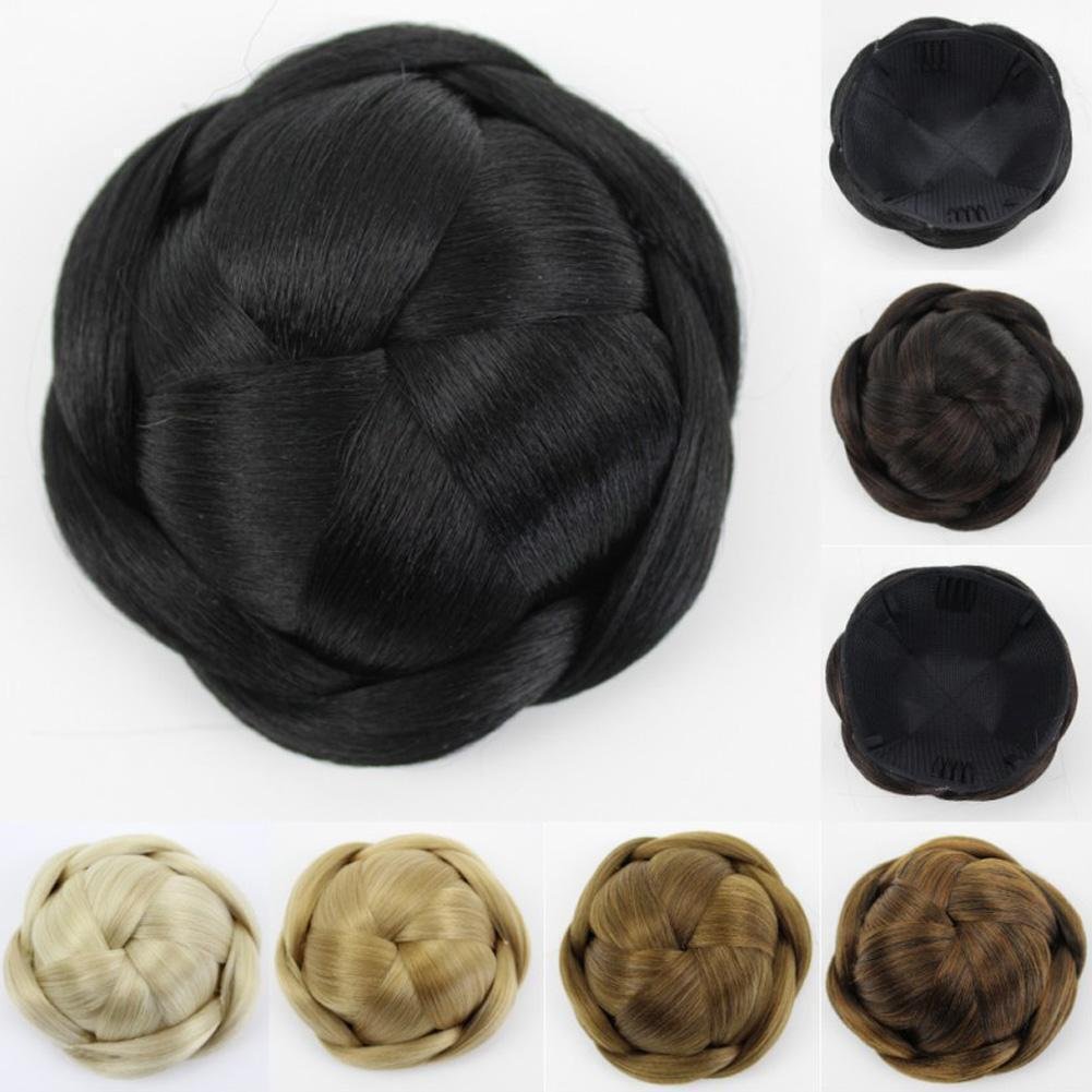 Braided Hair Bun Synthetic Hairpiece Clip In Chignon Donut Updo Scrunchie Extension For Women Girls For Daily Hair Accessories