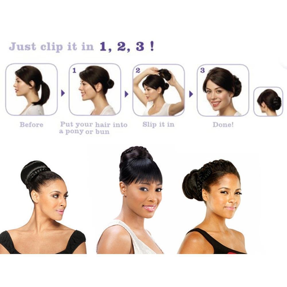 Braided Hair Bun Synthetic Hairpiece Clip In Chignon Donut Updo Scrunchie Extension For Women Girls For Daily Hair Accessories