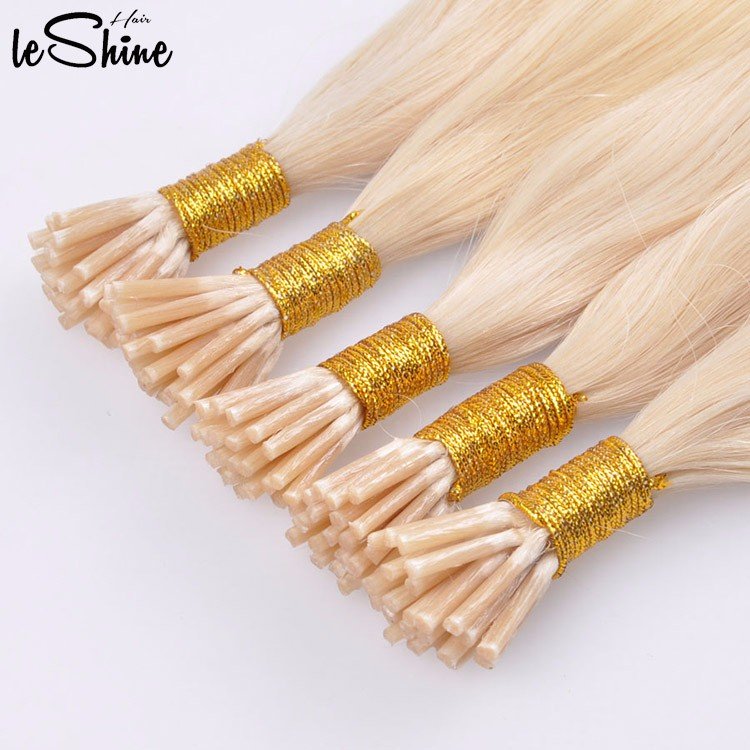 Remy Russian Human i-Tip Nail Hair Extensions Thick End Keratin Pre Bonded i Tip Hair Extension