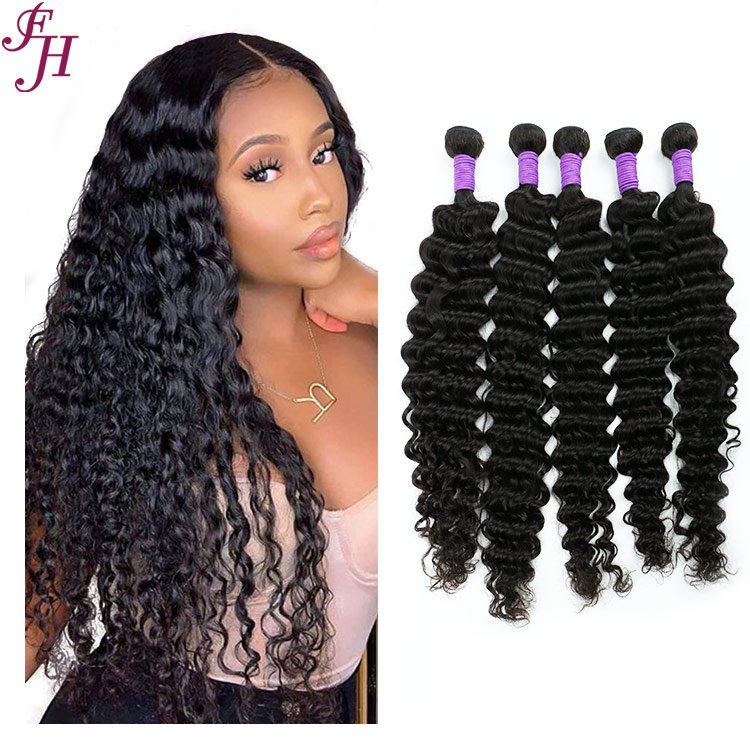 FH Raw Unprocessed Hair Vendors brazilian Virgin Human Hair Bundle Deep Wave Cuticle Aligned Hair Bundle