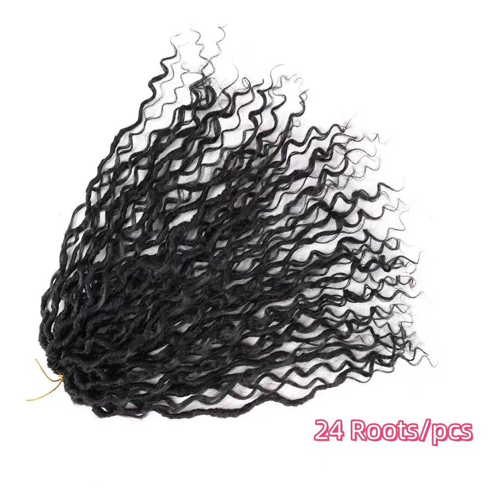 Natural Ombre Brown Faux Locs With Curly Hair Synthetic River Goddess Locs Passion Twist Crochet Braiding Hair Extension