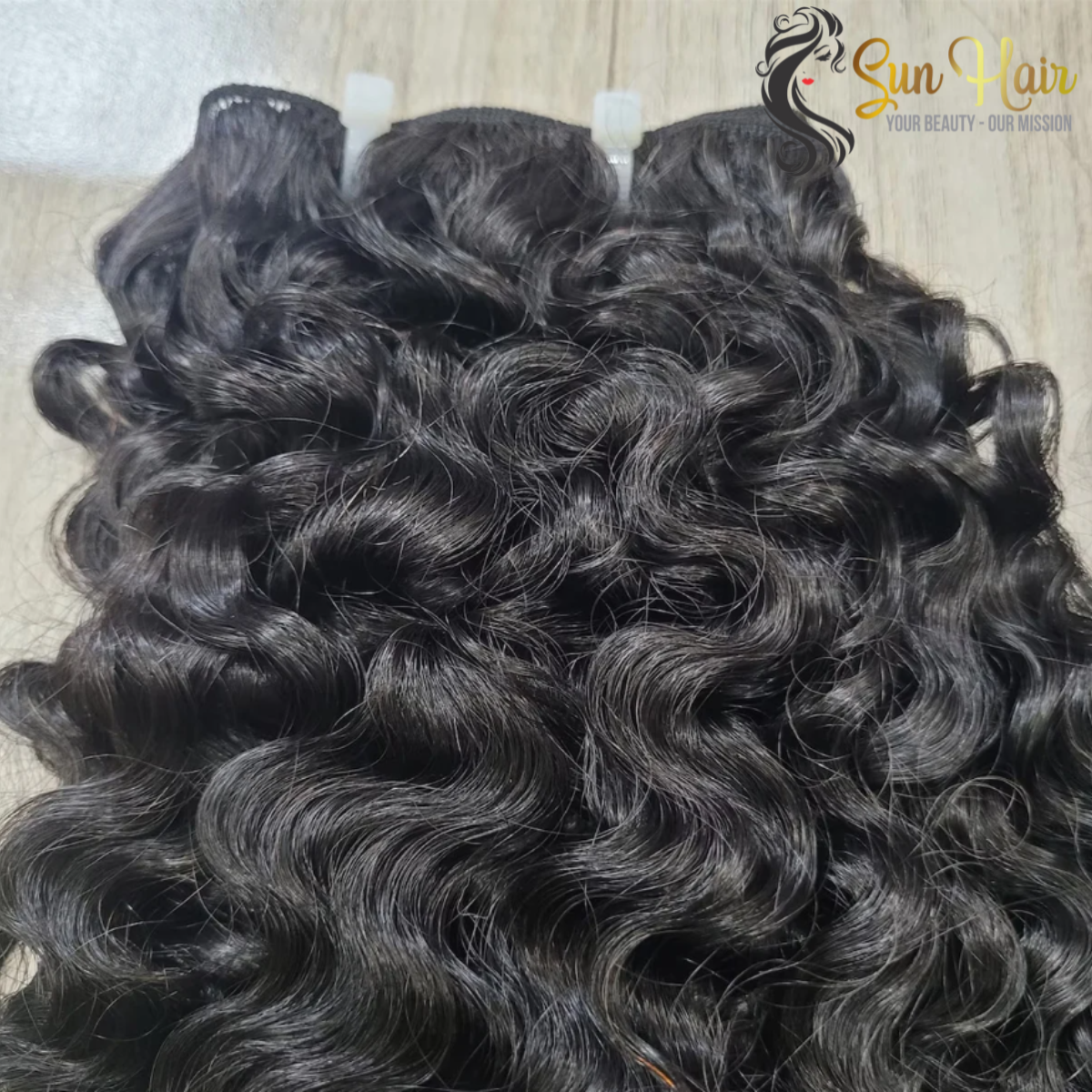Sun Hair Company Best Selling Products Natural Black Color Super Double Drawn Deep Curly Weft 100% Vietnamese Hair Extensions