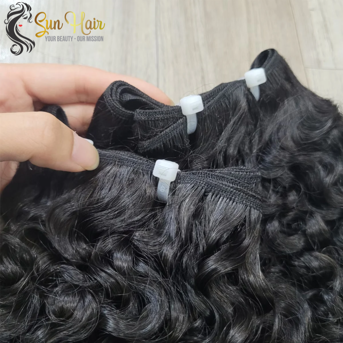 Sun Hair Company Best Selling Products Natural Black Color Super Double Drawn Deep Curly Weft 100% Vietnamese Hair Extensions