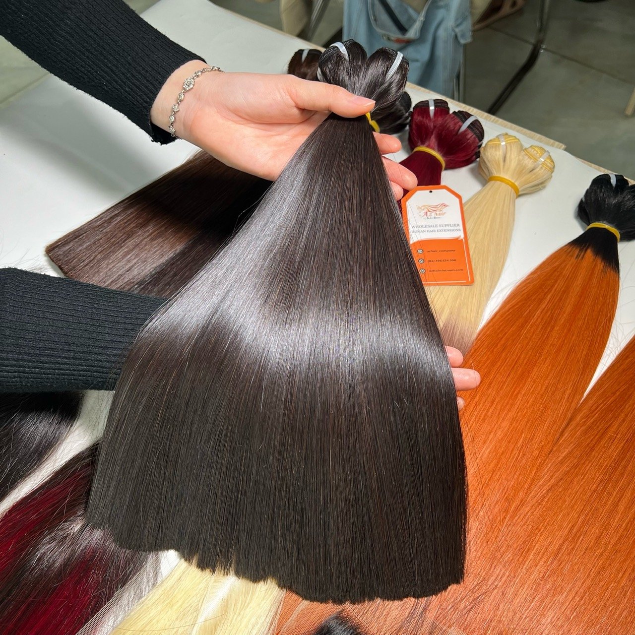 Super Double Drawn Vietnamese Virgin Human Hair 12A Grade Bone Straight Vietnam Human Hair Extension, Bundle Raw Vietnamese Hair