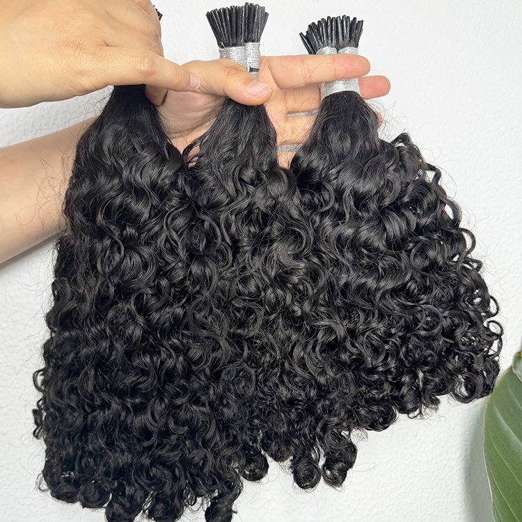 i tip hair extensions wholesale Raw Human Micro Links hair extensions burmese curly I tip human hair extensions