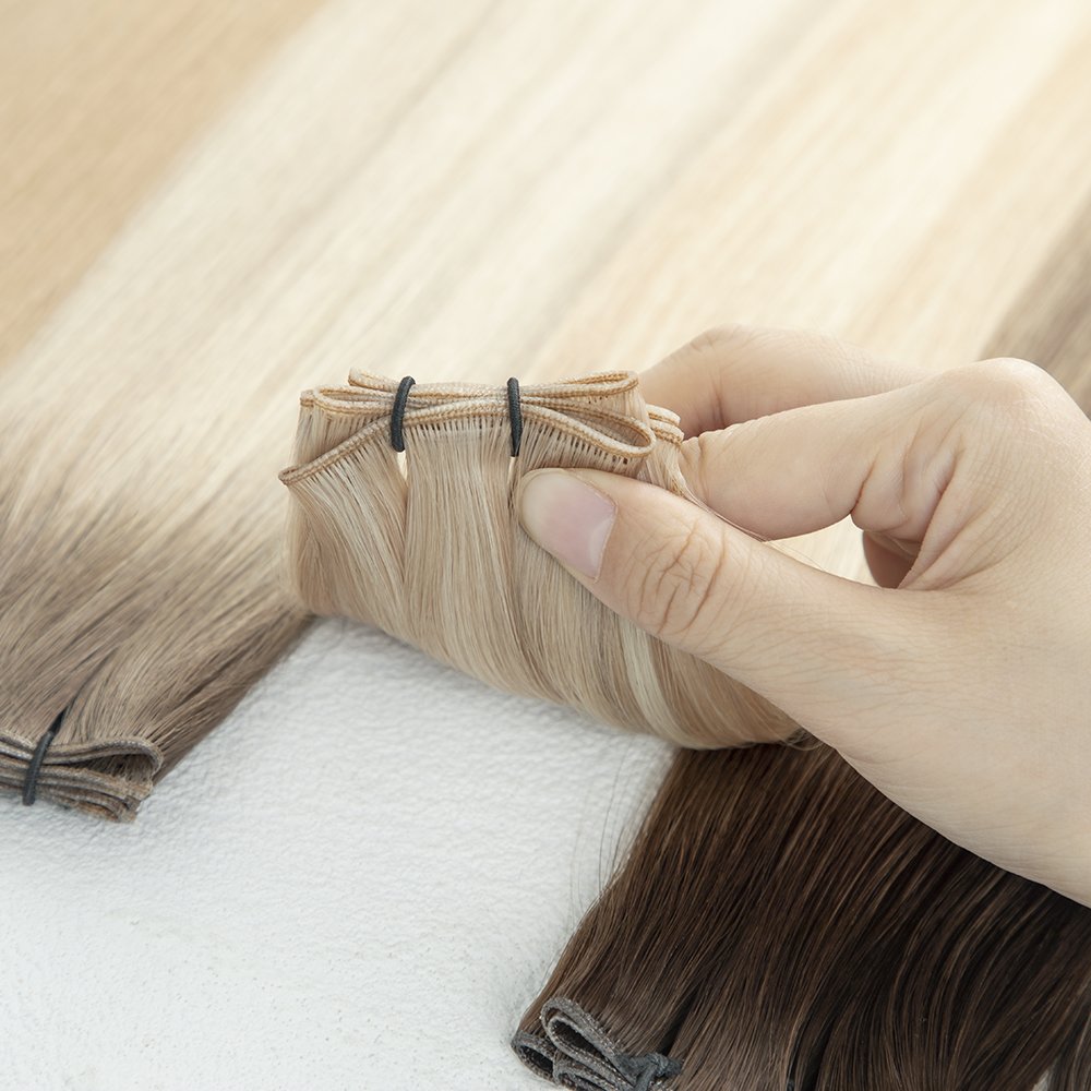 Invisible Genius Weft Russian Real Human Hand Tied Weft Hair 100% Unprocessed Cuticle Aligned Genius Weft Extension