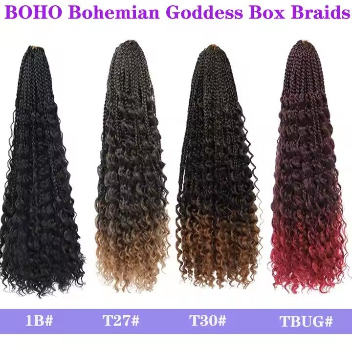 Wholesale 14 20 22 Inch River Locs Boho Box Crochet Curly Hair Ends Goddess Bohemian Hippie Synthetic Braids Hair Extensions