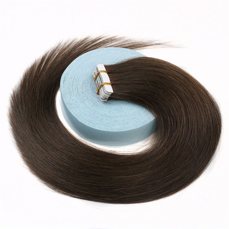 Raw Virgin Tape in Hair Extensions for Women Strong Invisible Regular Tape In Silky Straight Wave Machine Double Weft