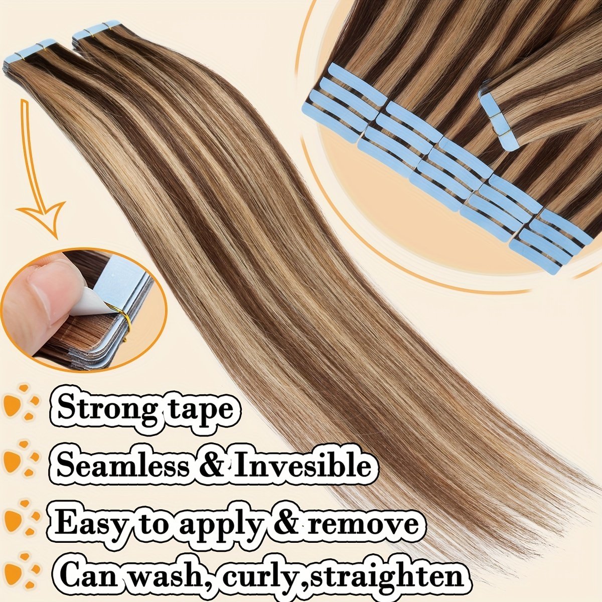 Raw Virgin Tape in Hair Extensions for Women Strong Invisible Regular Tape In Silky Straight Wave Machine Double Weft
