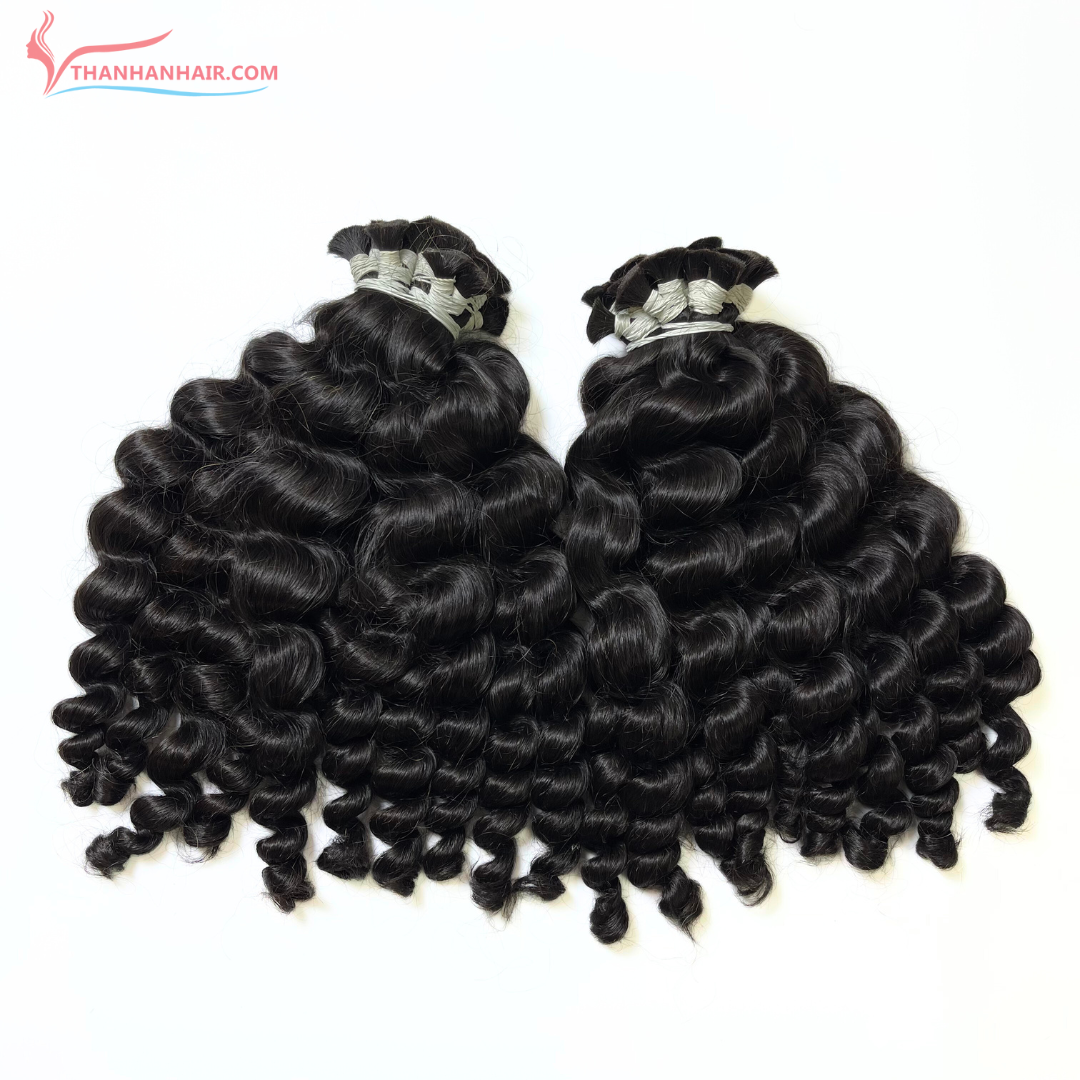 Full Cuticle Soft Virgin natural black color Jerry Curly bulk hair bundles Vietnamese human hair unprocessed hair extensions