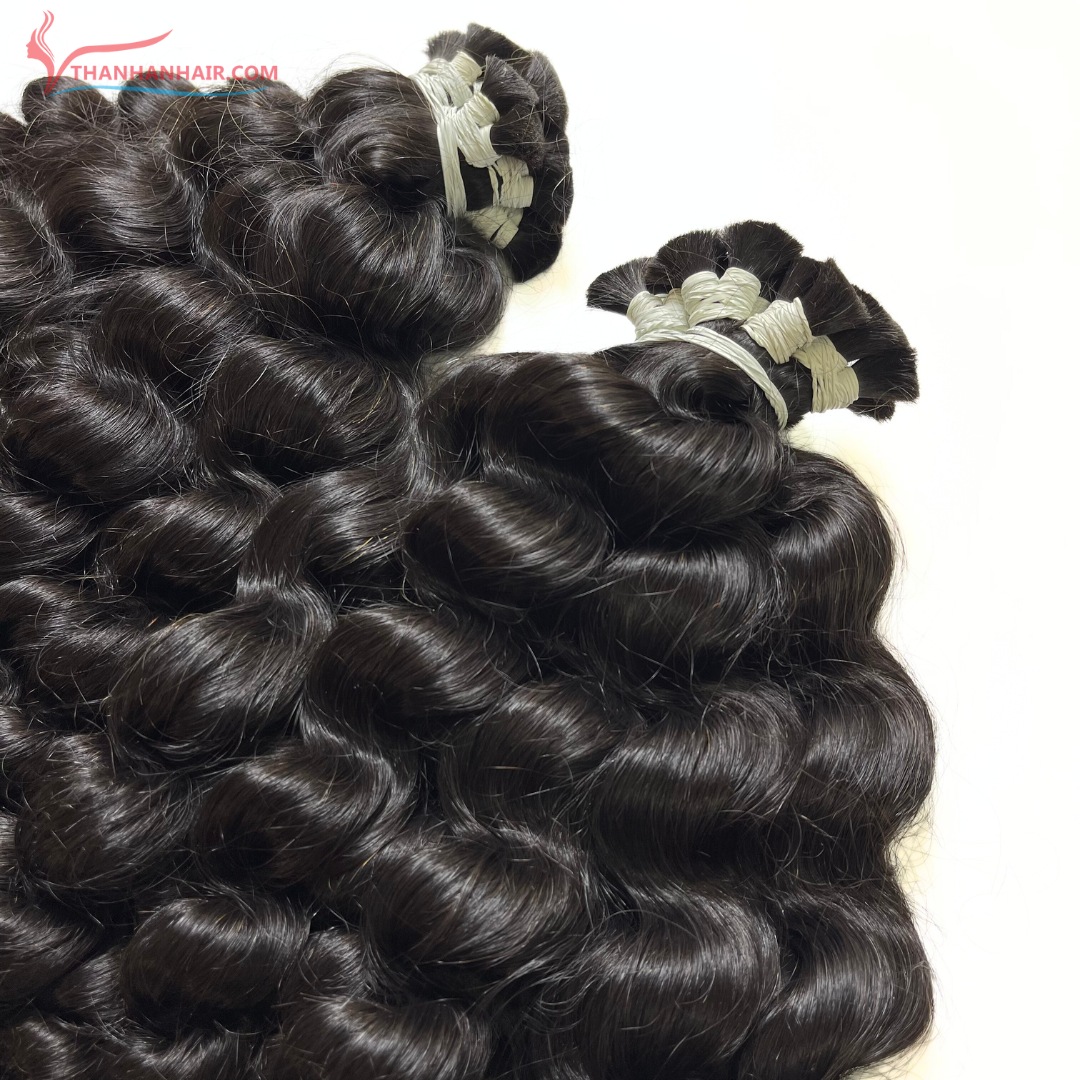 Full Cuticle Soft Virgin natural black color Jerry Curly bulk hair bundles Vietnamese human hair unprocessed hair extensions